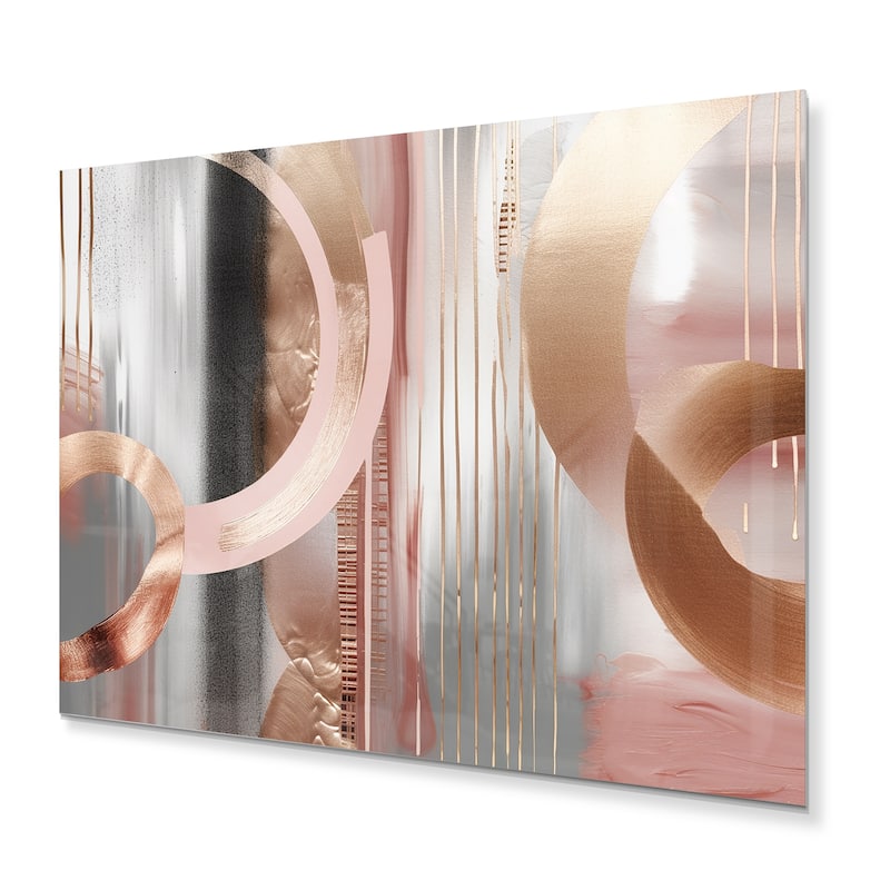 Designart "Pink Rosegold Circle Chaos V" Modern Shapes Transitional